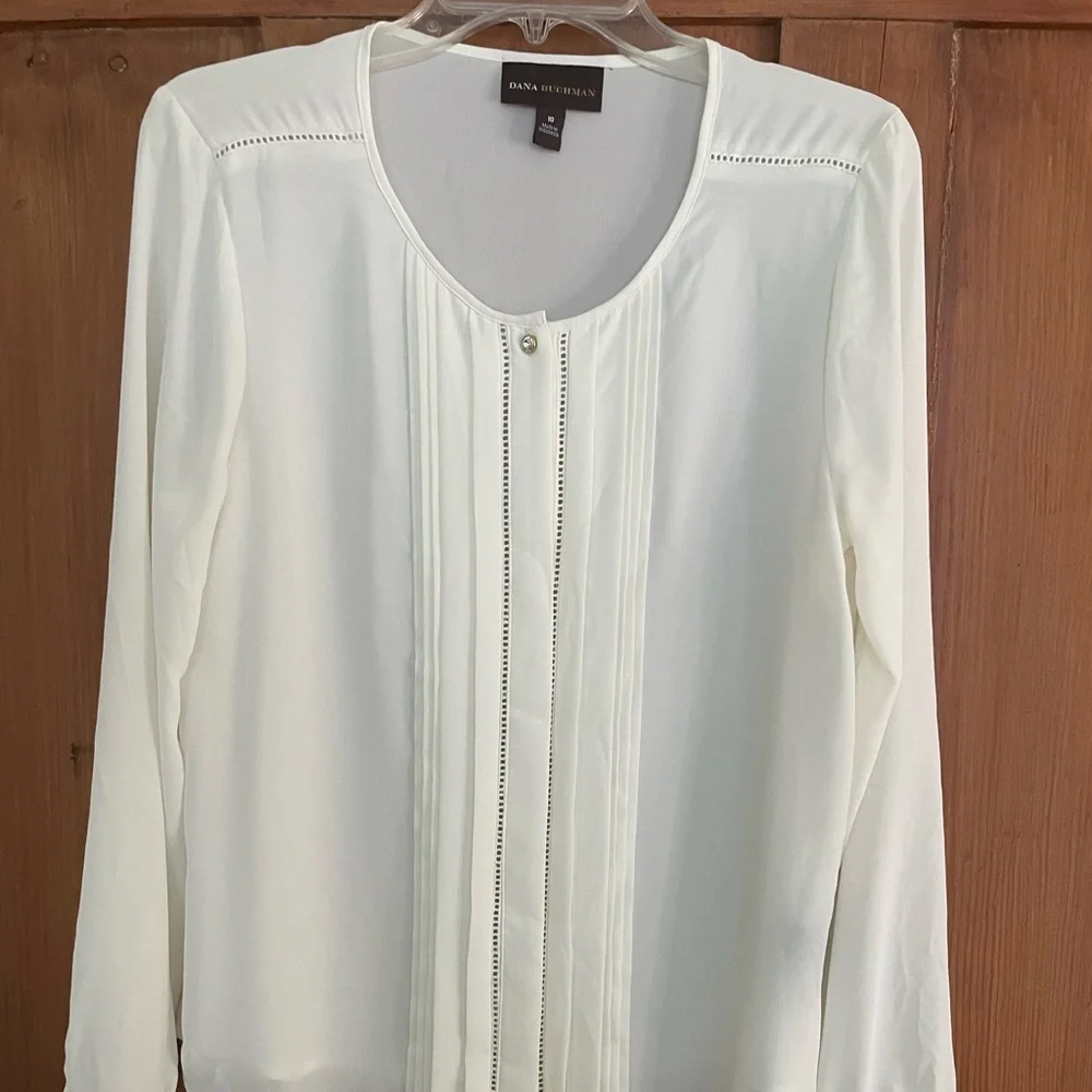 NWT Dana Buchman Ivory LS Blouse 10 - Picture 7 of 7